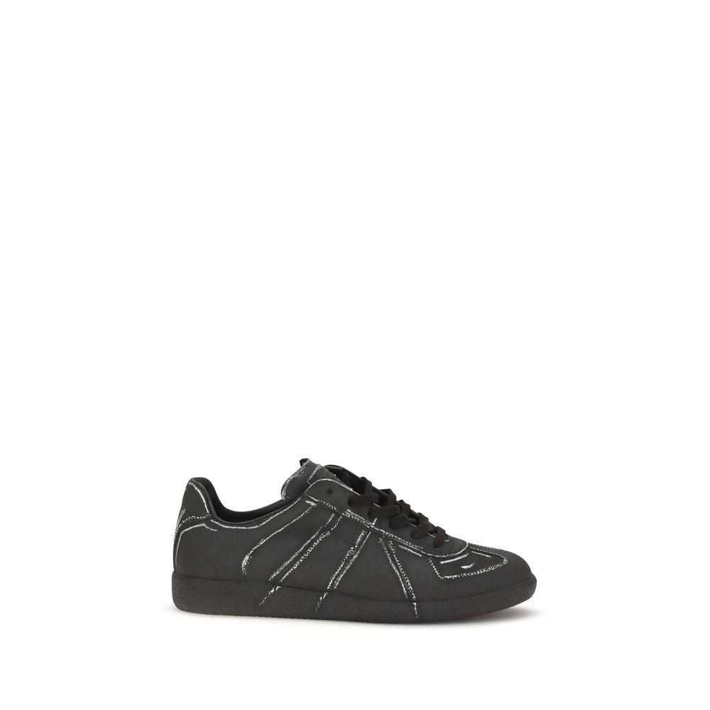 Maison Margiela Schwarze Bos Taurus Kalbsleder Low-Top-Sneaker