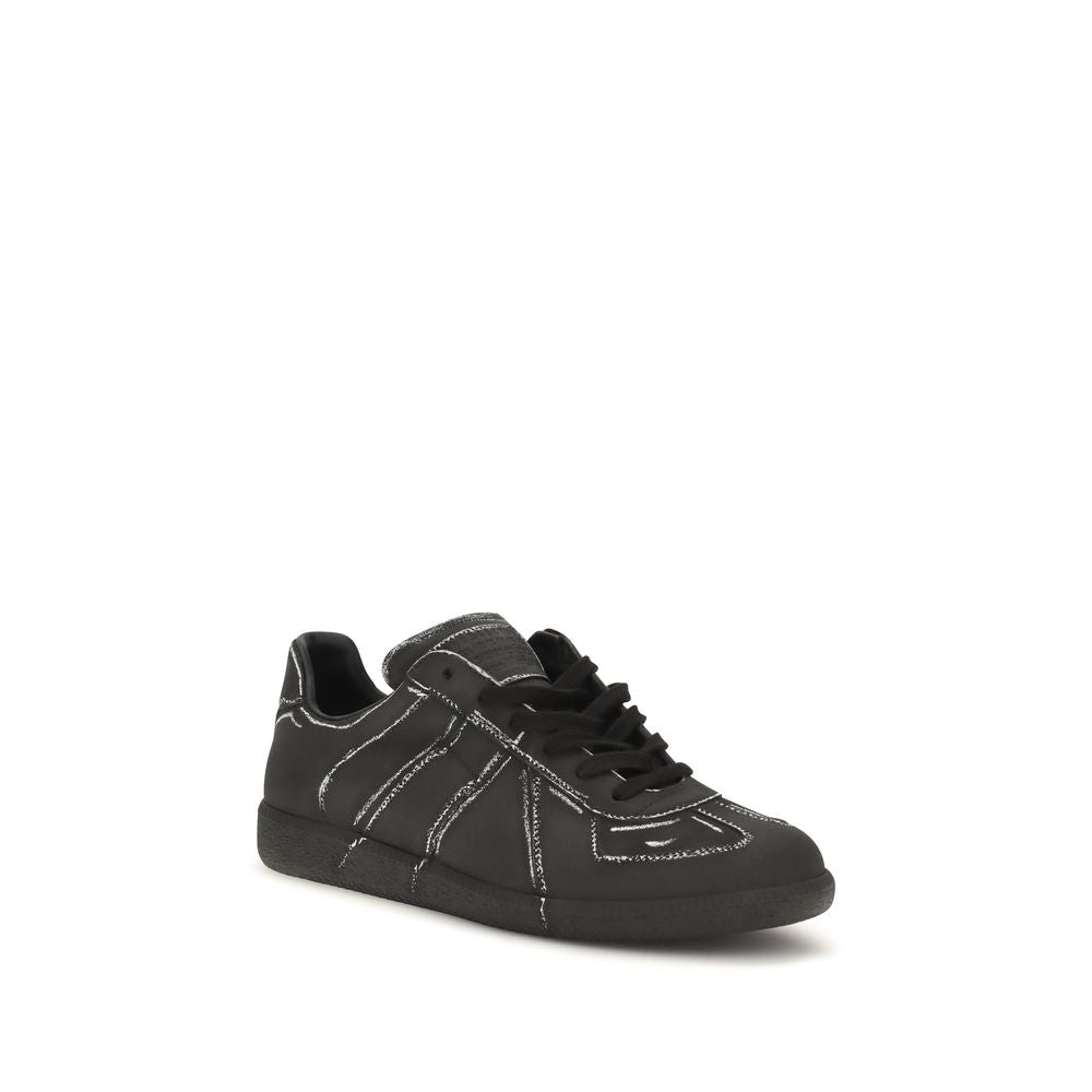 Maison Margiela Schwarze Bos Taurus Kalbsleder Low-Top-Sneaker