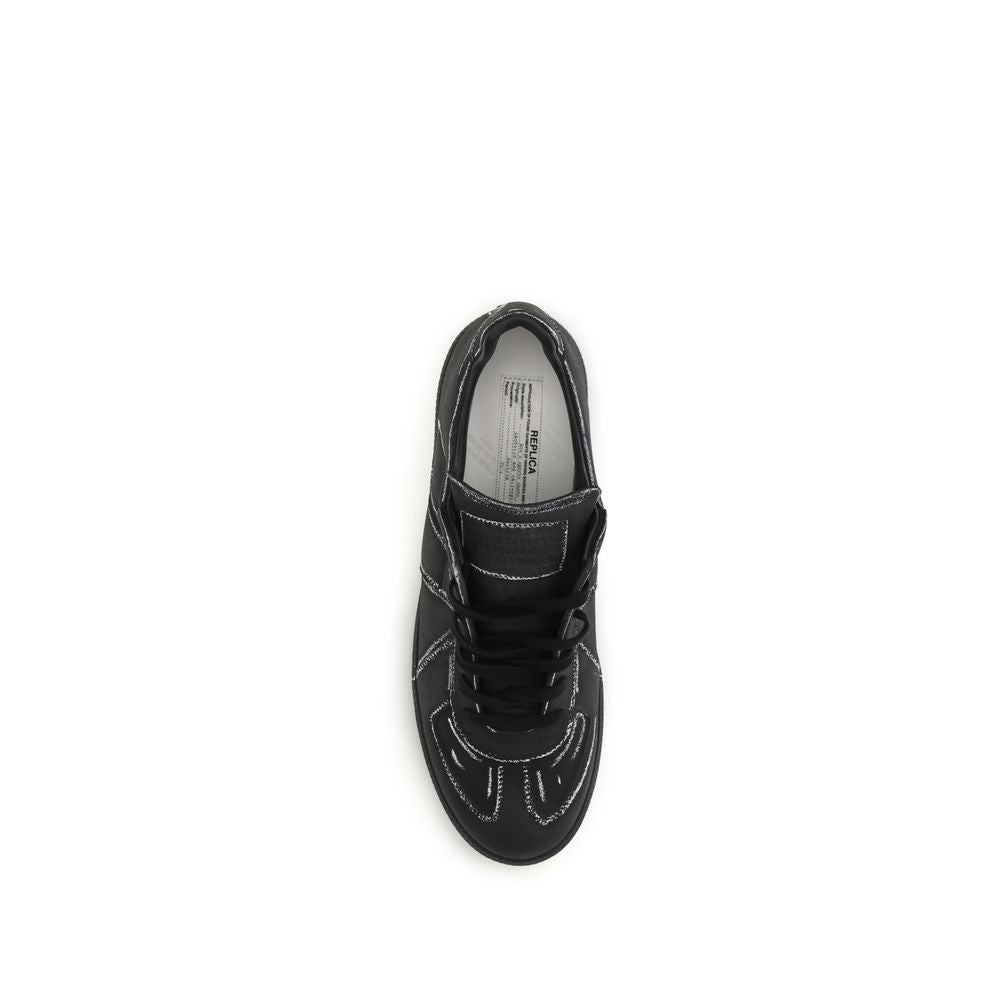Maison Margiela Schwarze Bos Taurus Kalbsleder Low-Top-Sneaker