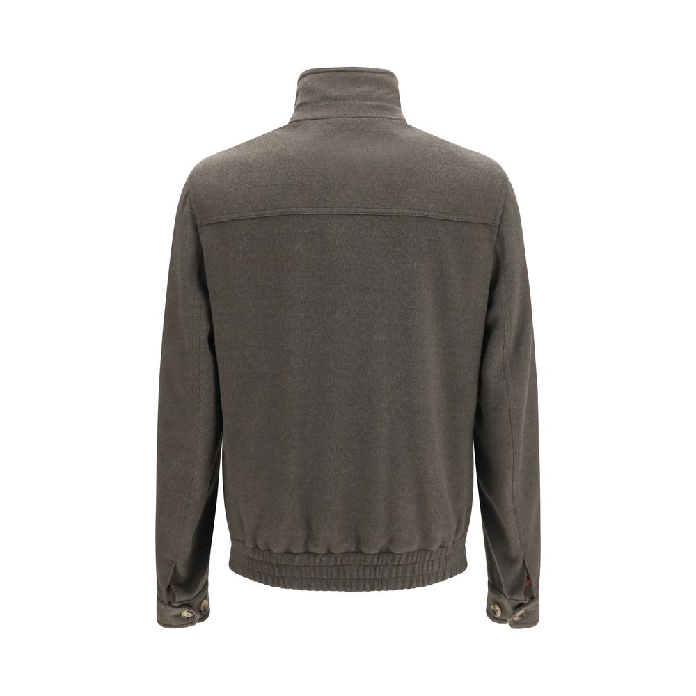 Brunello Cucinelli Graue Lammfelljacke Aries aus Wolle, durchgehend