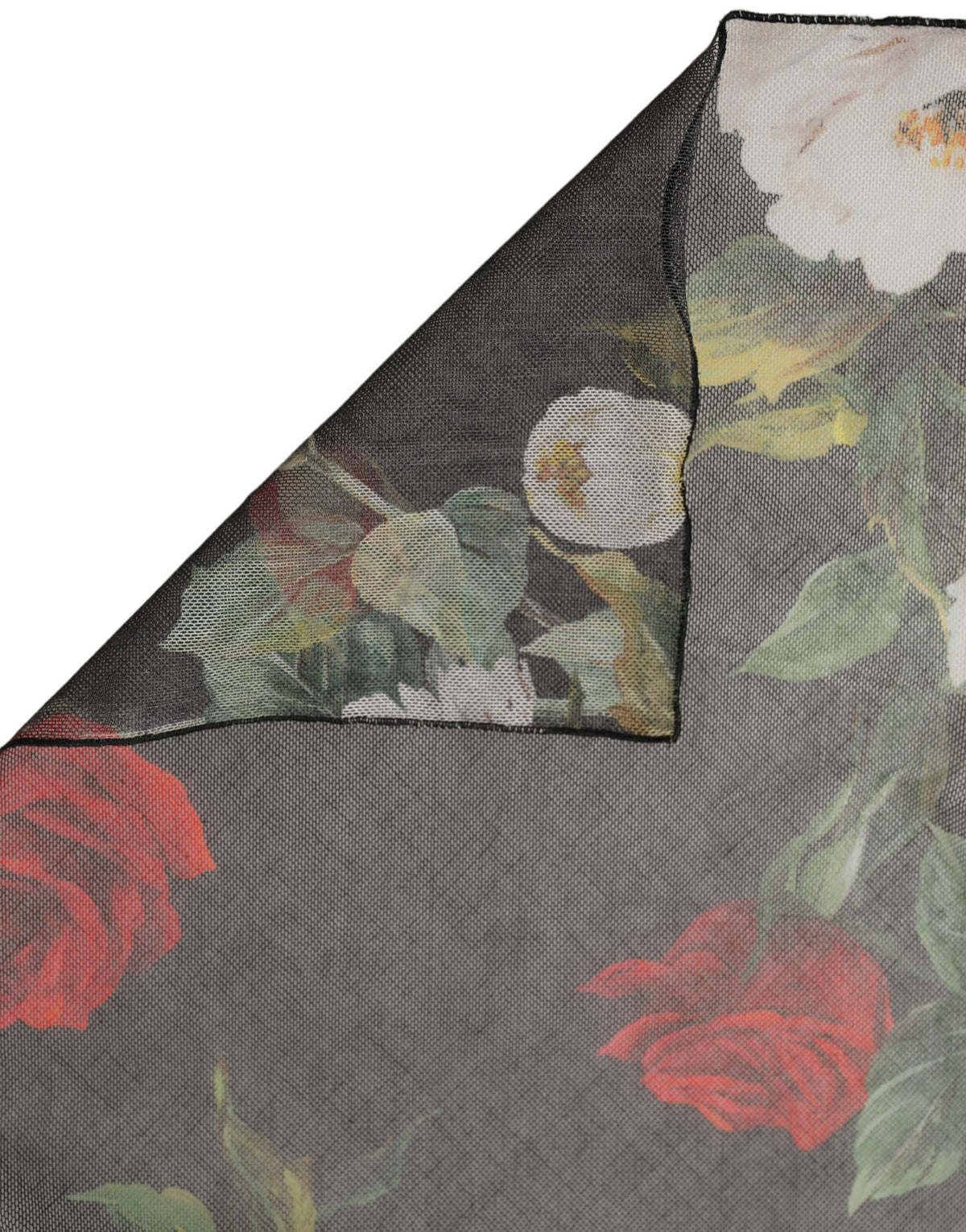 Dolce & Gabbana Schwarzer Schal aus Baumwolle mit Blumenprint