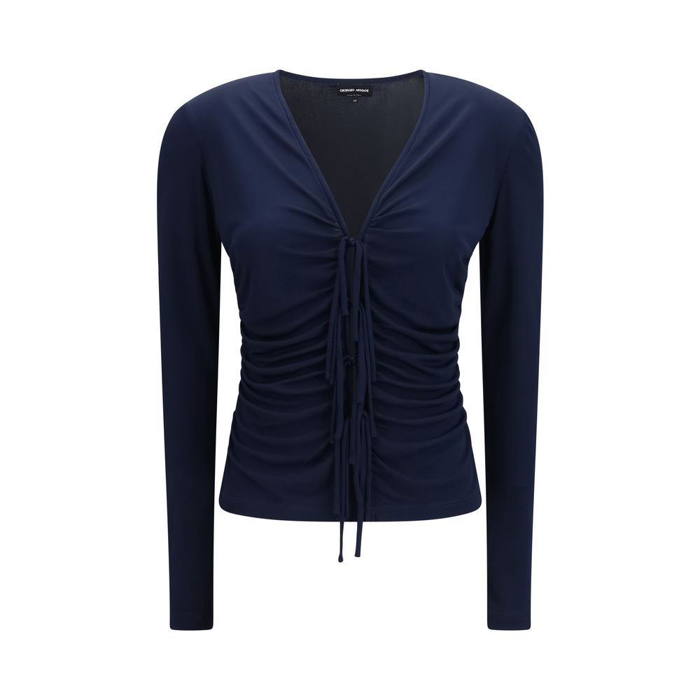 Giorgio Armani Blaues Viskose-Shirt