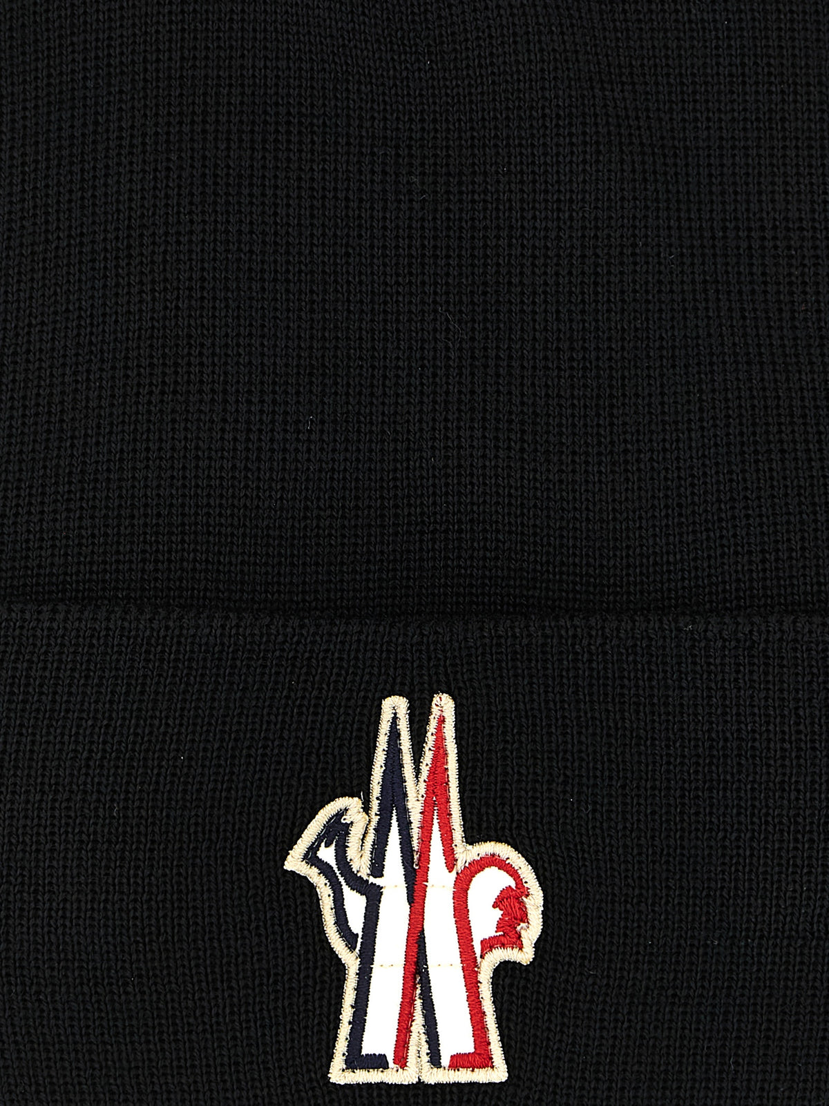 Moncler Grenoble Schwarze Mütze aus reiner Schurwolle