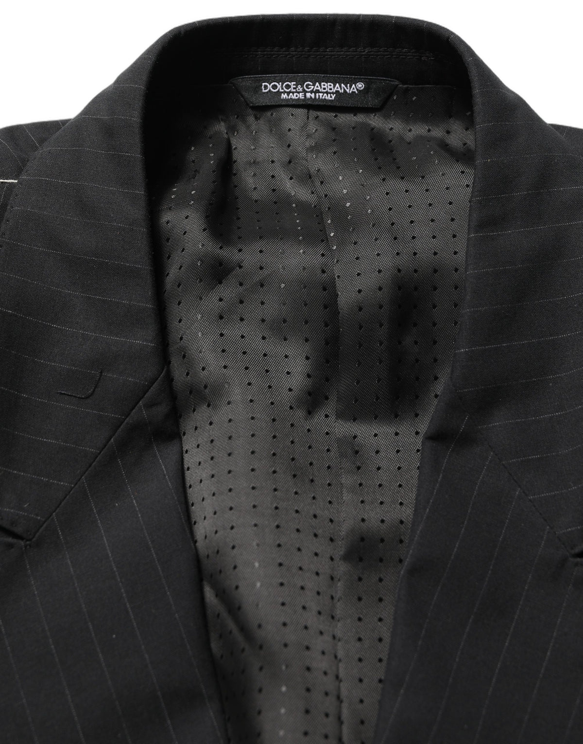 Dolce & Gabbana Schwarzer Nadelstreifen-Sakko für Herren, einreihig