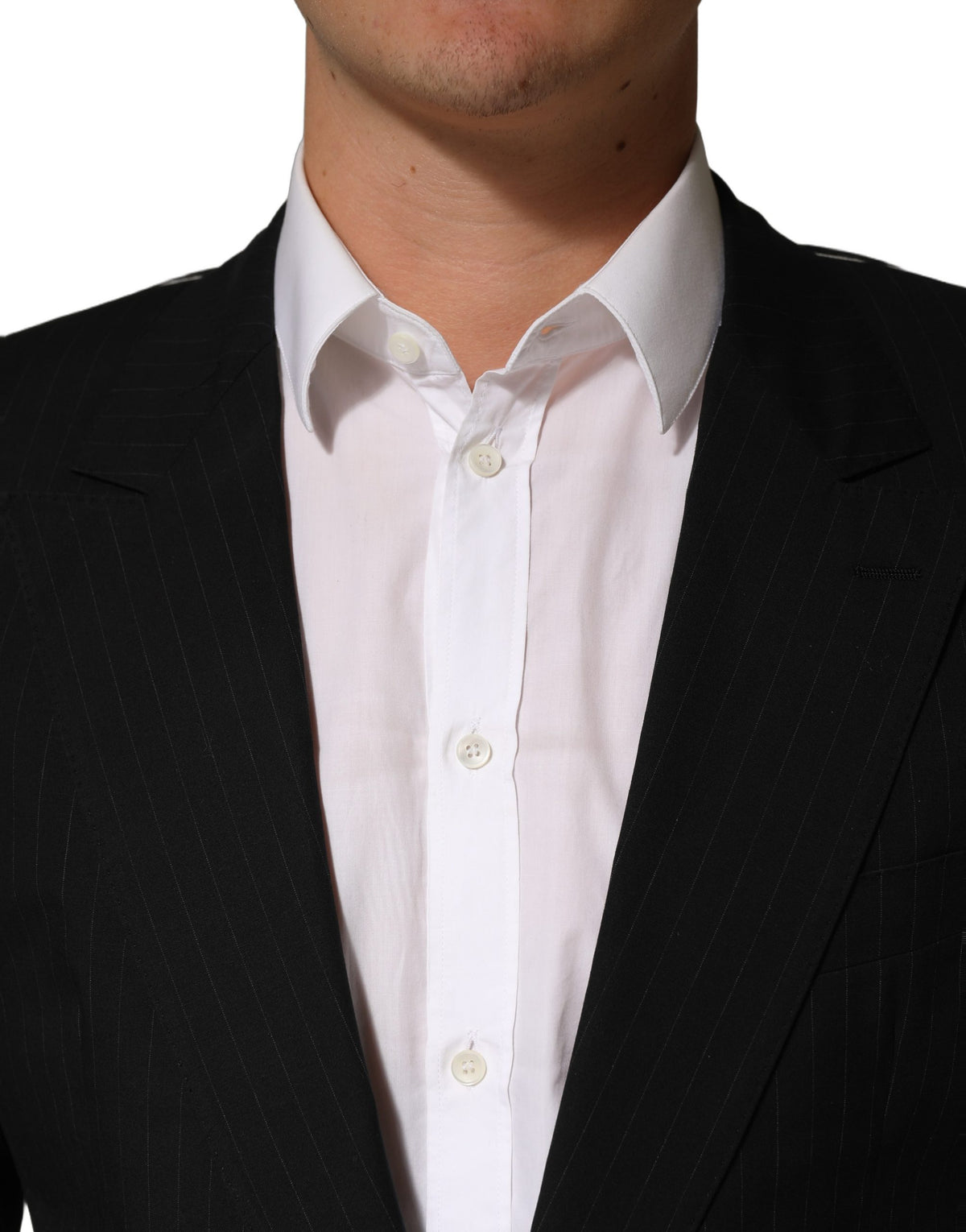 Dolce & Gabbana Schwarzer Nadelstreifen-Sakko für Herren, einreihig
