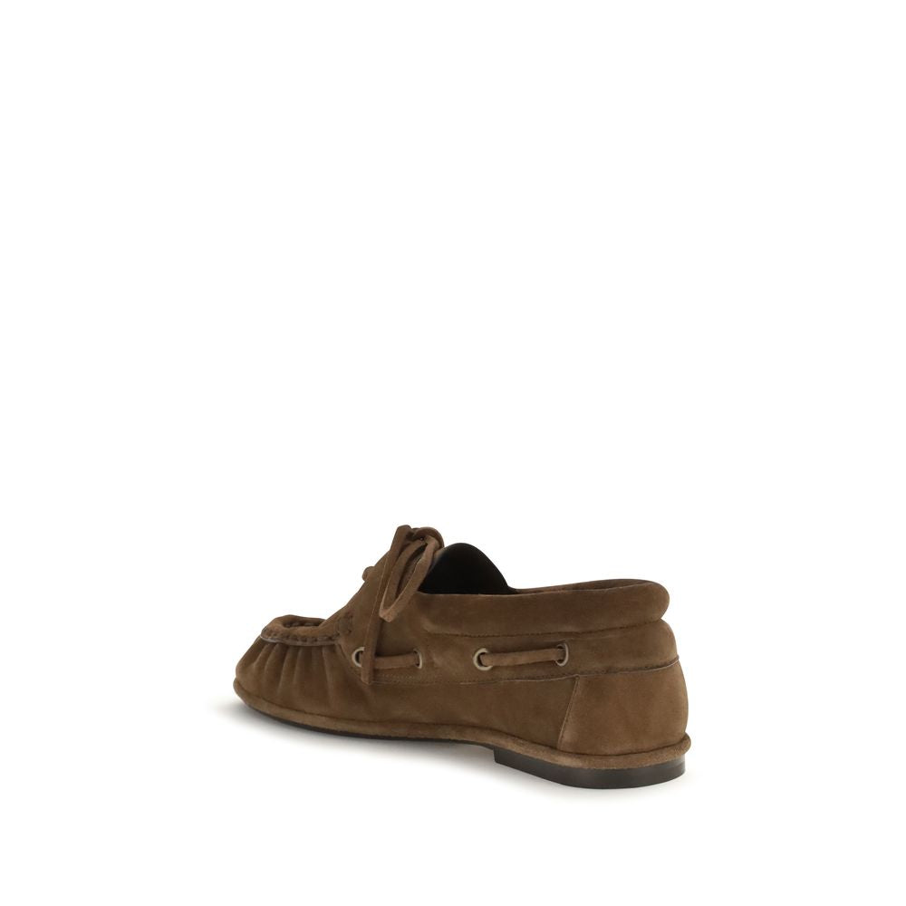 Saint Laurent Braune Mokassins aus Wildleder