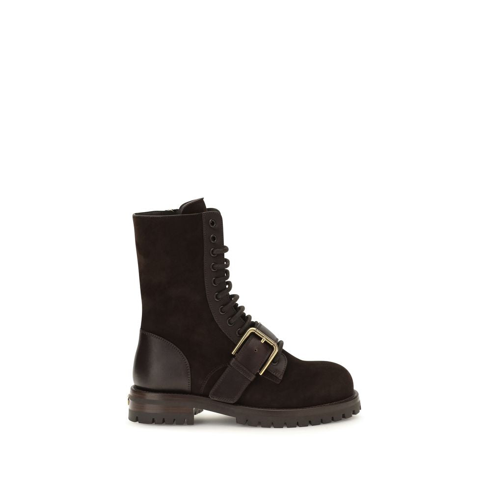 Dolce & Gabbana Schwarze Schnürstiefel aus Kalbsleder Bos Taurus