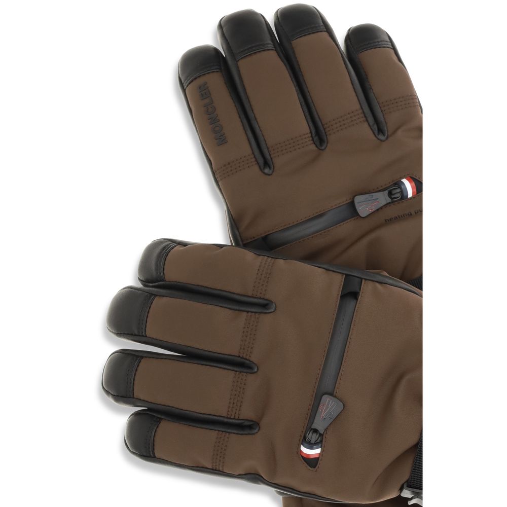 Moncler Grenoble Braune Nylonhandschuhe