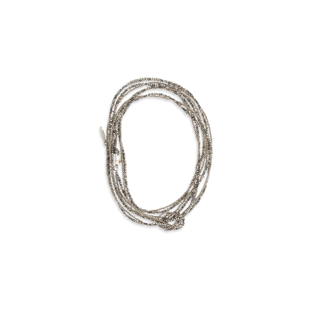 Brunello Cucinelli Braunes Silberarmband