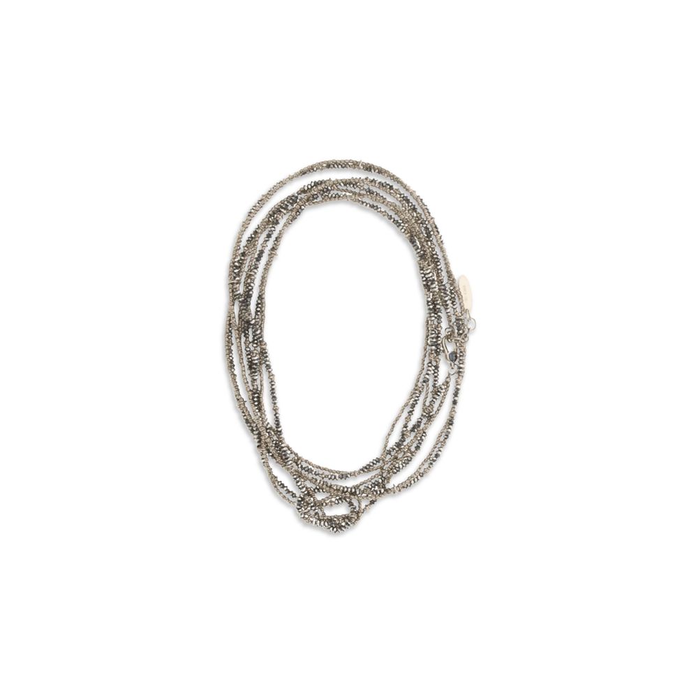Brunello Cucinelli Braunes Silberarmband
