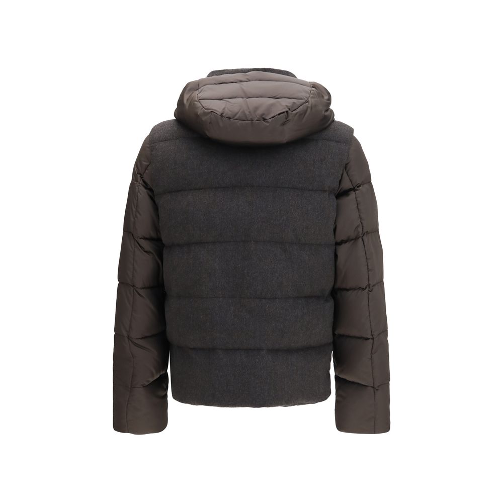 MooRER Graue Daunen-Steppjacke in voller Länge