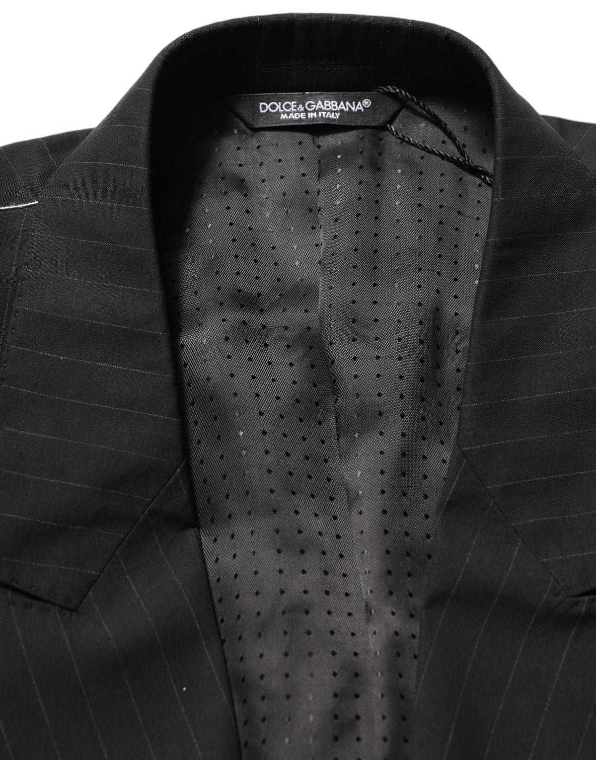 Dolce & Gabbana Schwarzer Nadelstreifen-Sakko für Herren, einreihig