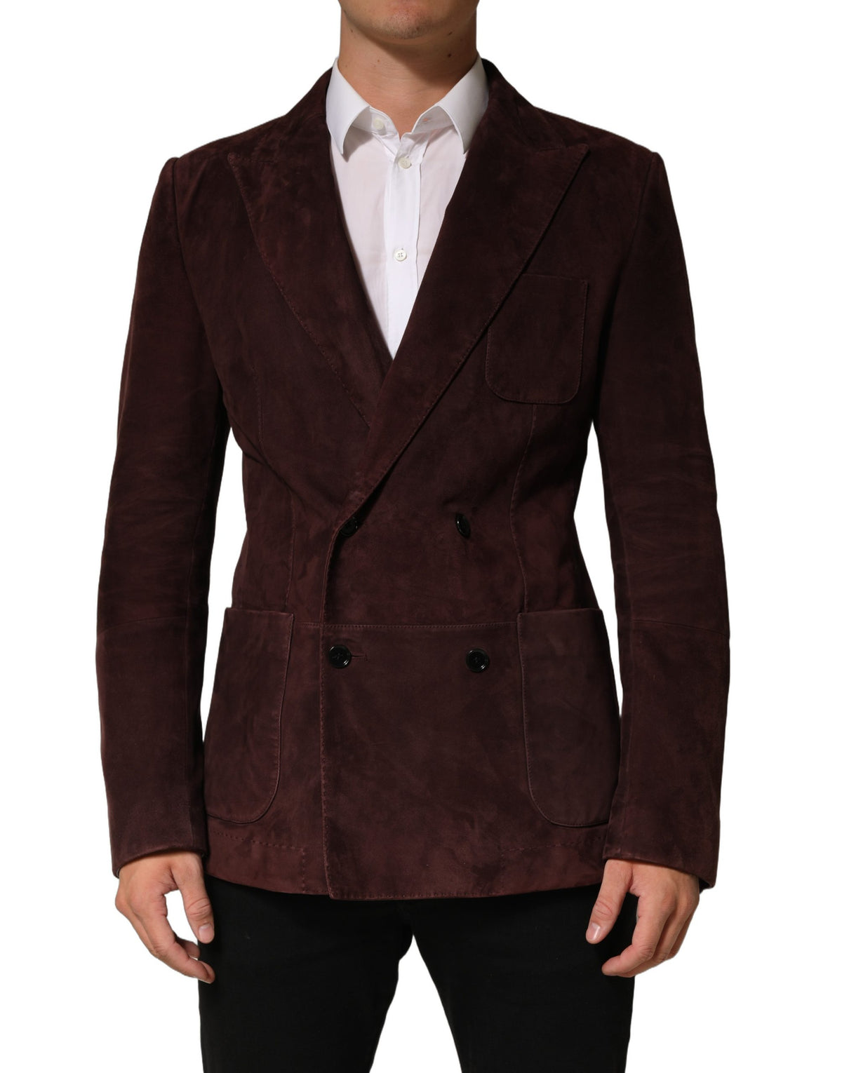Dolce & Gabbana Braune Lammleder-Doppelreiher-Jacke