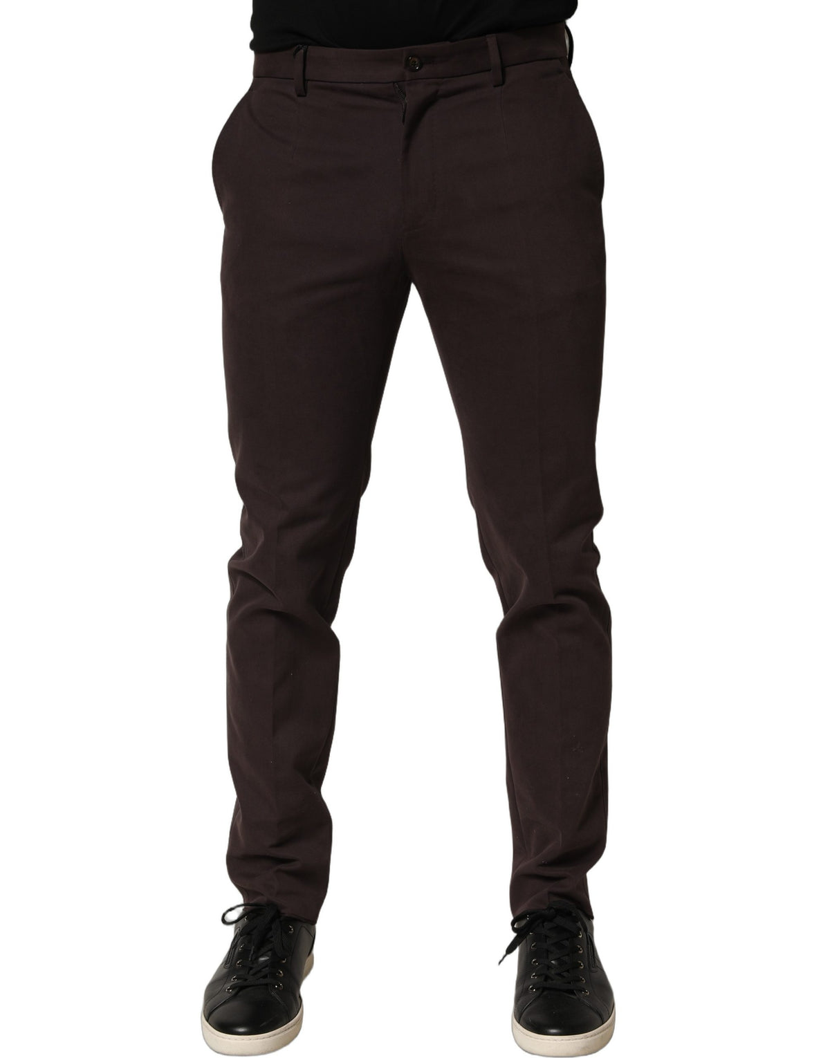 Dolce & Gabbana Braune Baumwoll-Röhrenhose im Skinny-Fit