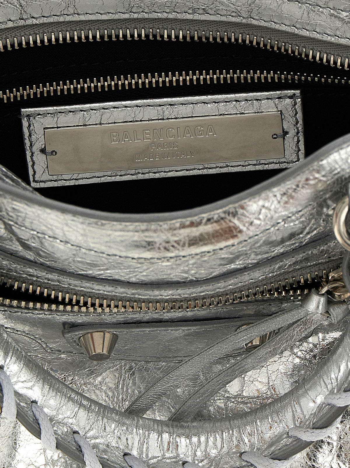Balenciaga Handtasche aus silbernem Lammleder