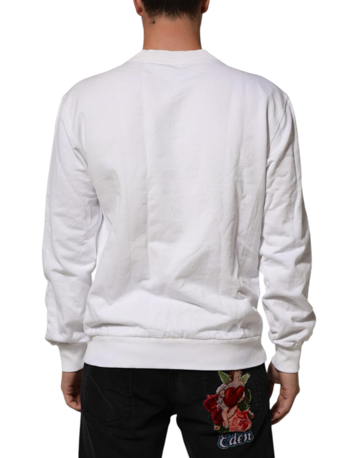 Dolce & Gabbana Weißes Sweatshirt aus Baumwolle mit Logo-Prägung