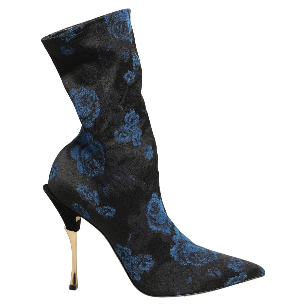 Dolce & Gabbana Schwarze blaue Blumen-Stretch-Stiefel