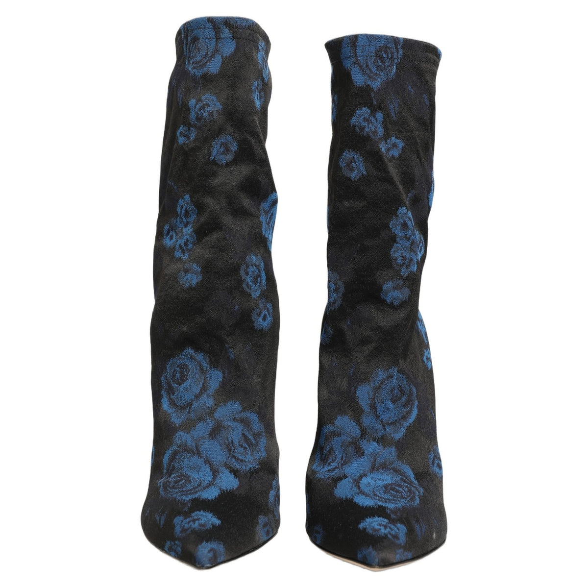 Dolce & Gabbana Schwarze blaue Blumen-Stretch-Stiefel