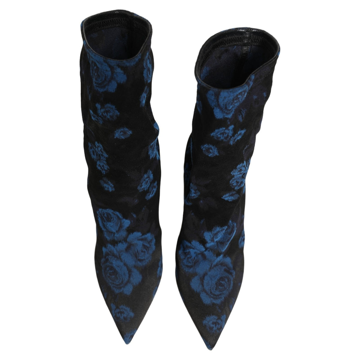 Dolce & Gabbana Schwarze blaue Blumen-Stretch-Stiefel