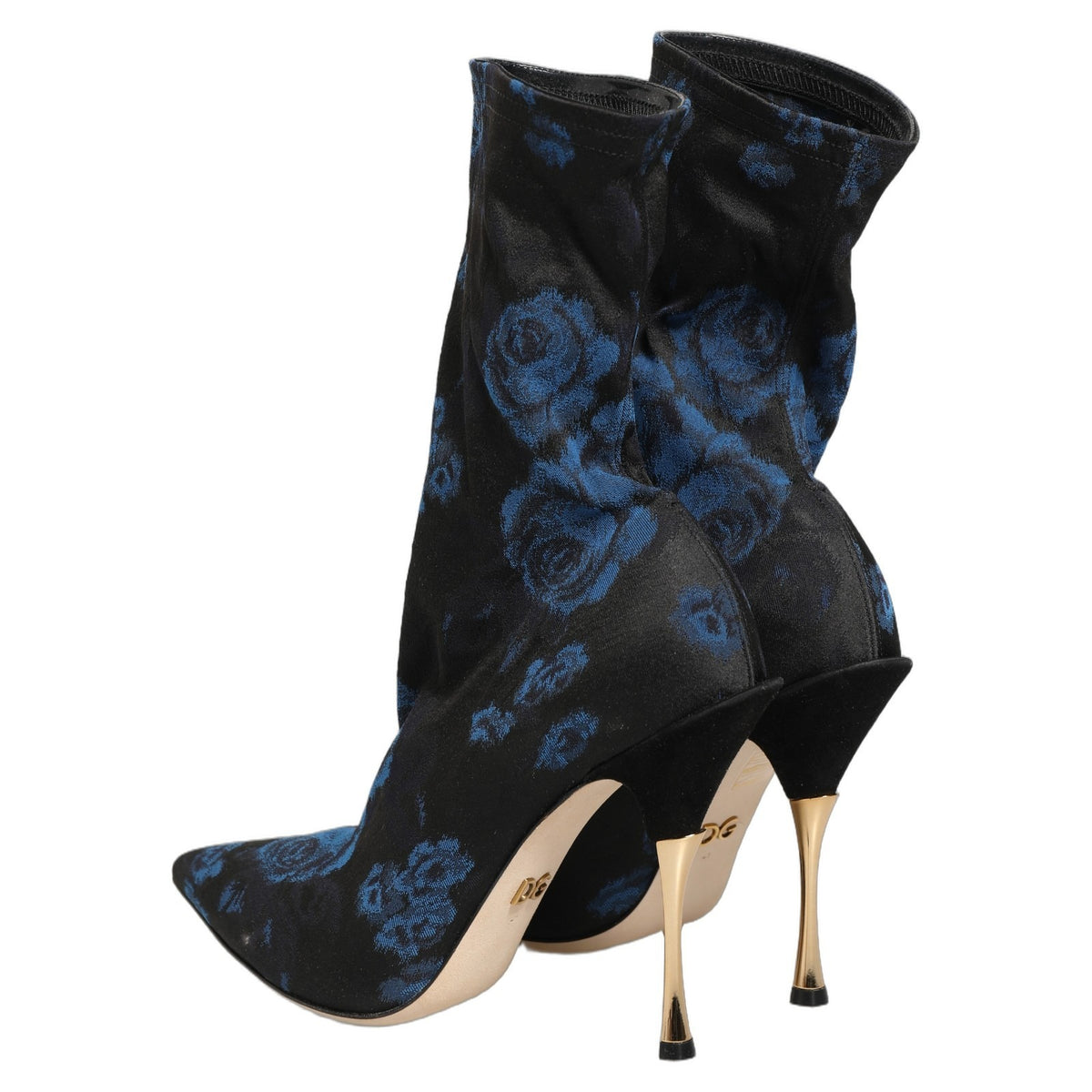 Dolce & Gabbana Schwarze blaue Blumen-Stretch-Stiefel