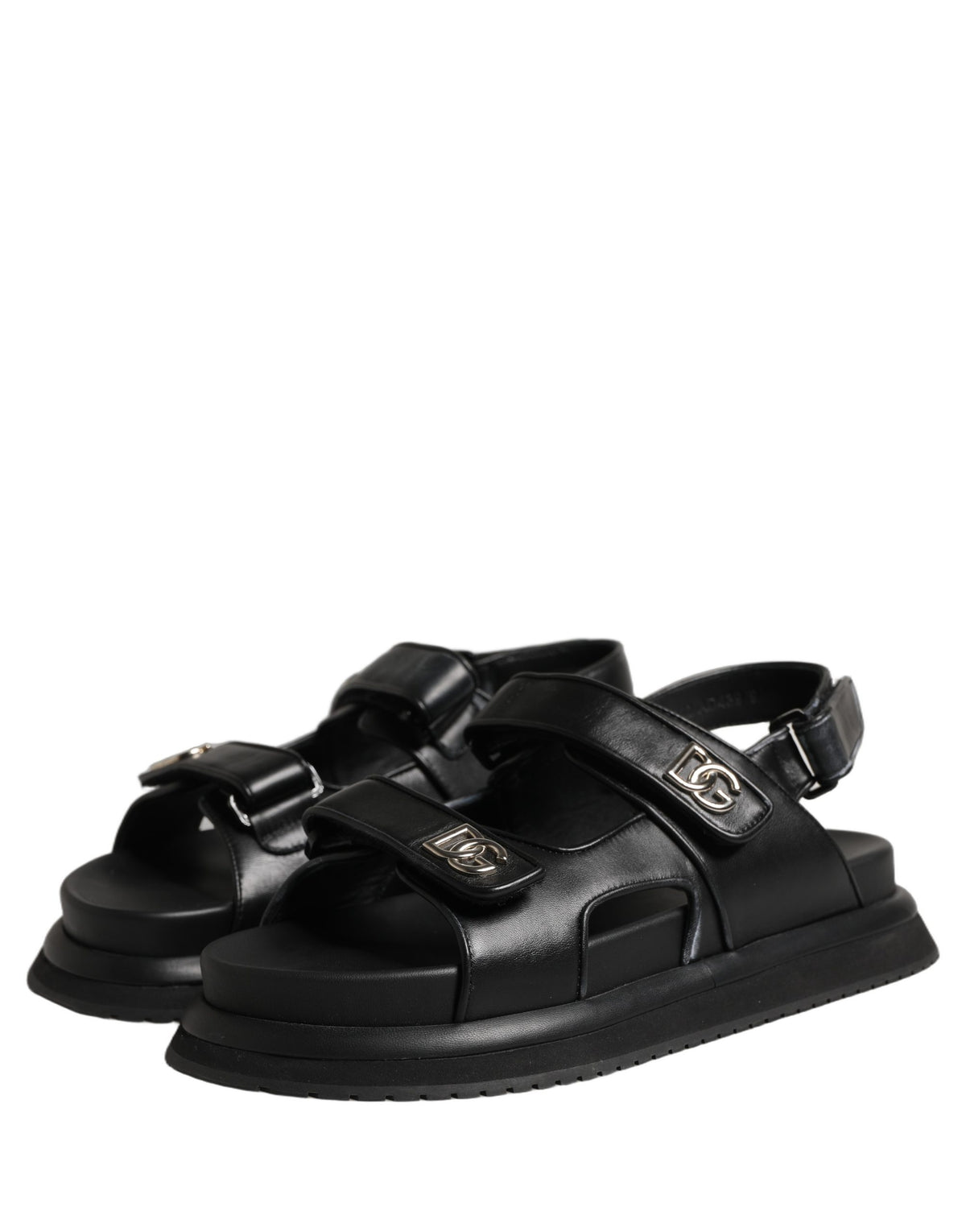 Dolce & Gabbana Schwarze DG Logo Sandalen Pantoletten Hausschuhe