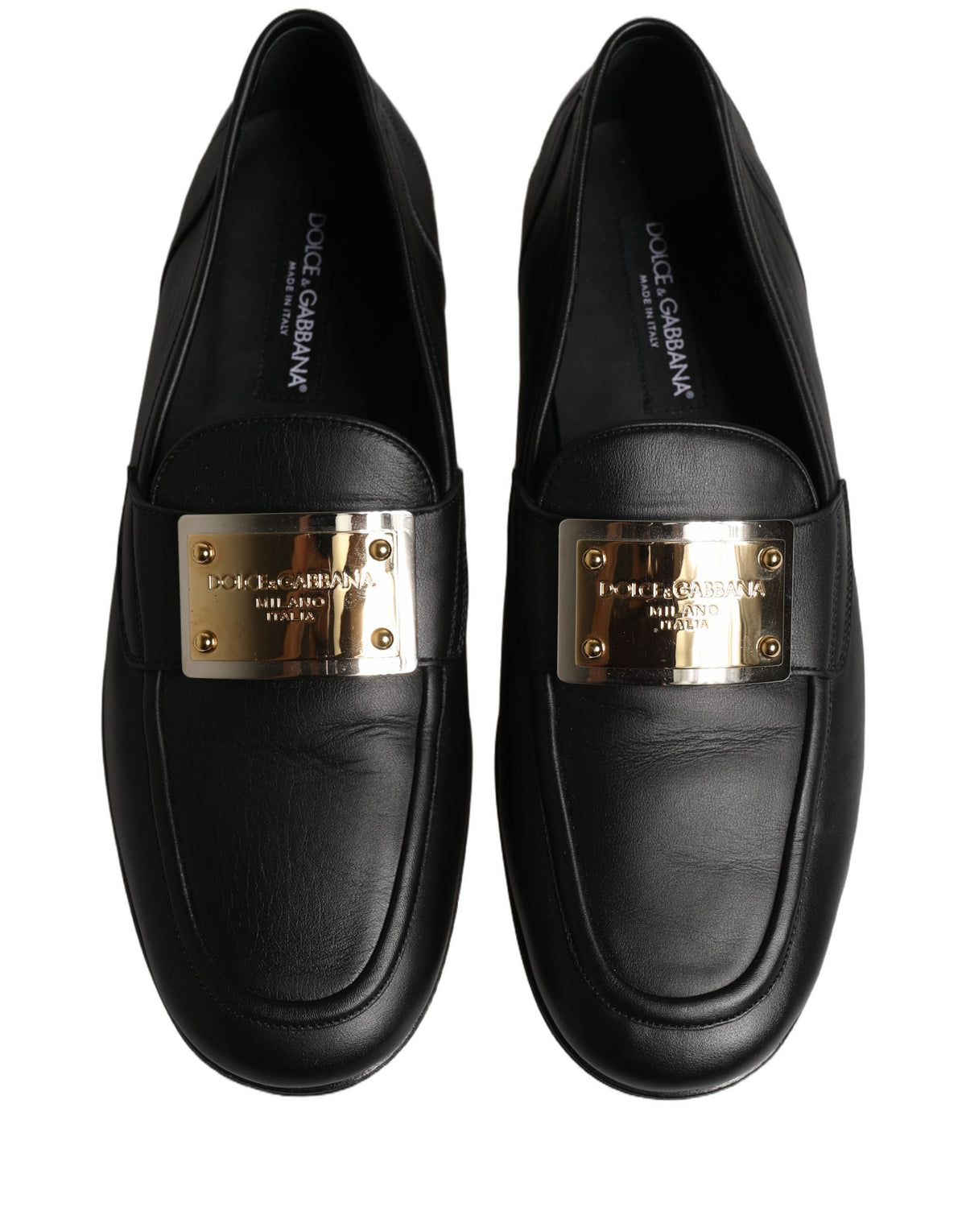 Dolce & Gabbana Schwarze Loafer aus Leder mit Logo-Plakette für Herren