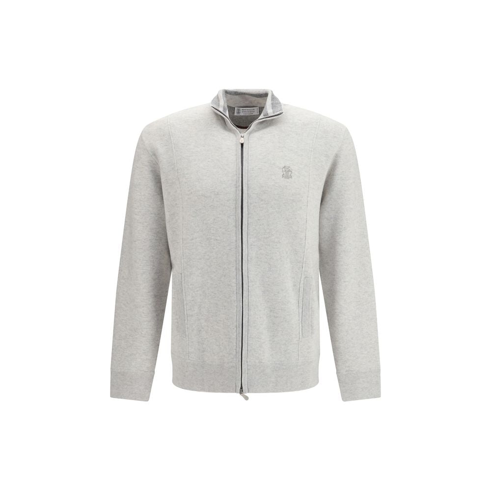 Brunello Cucinelli Grauer Kaschmir-Strickjacke