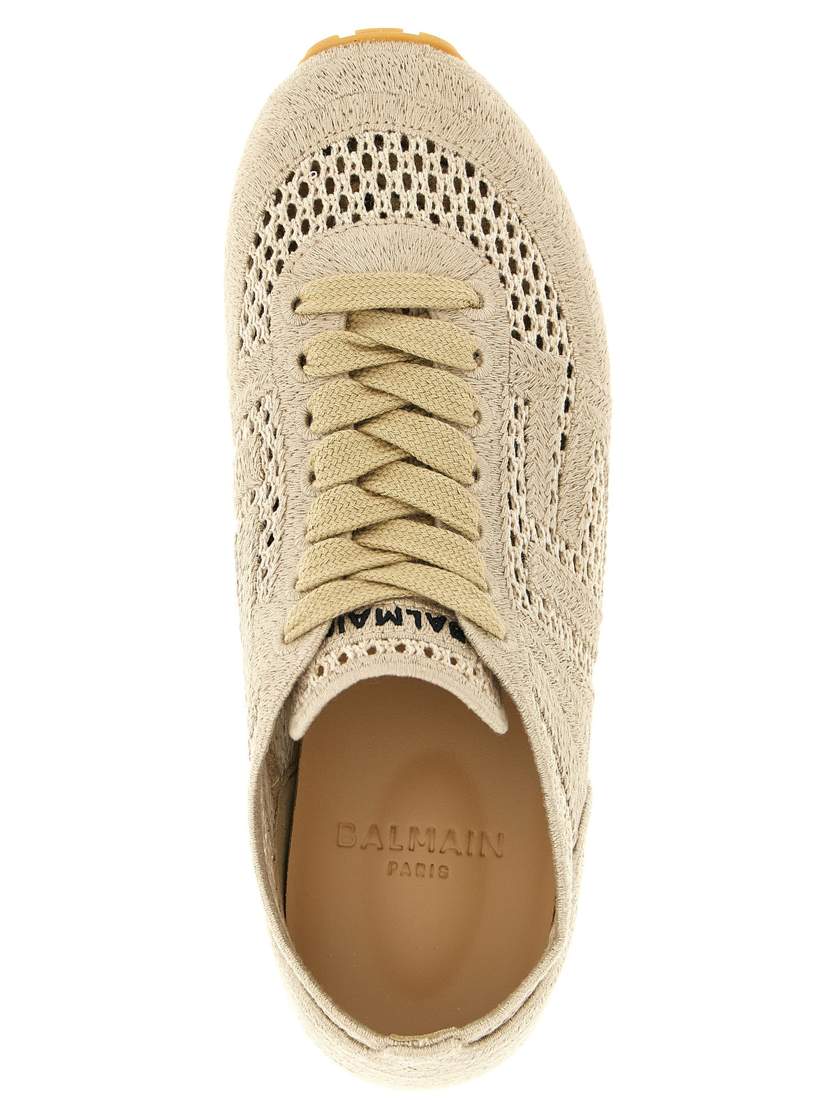 Balmain Beigefarbene Baumwoll-Sportschuhe
