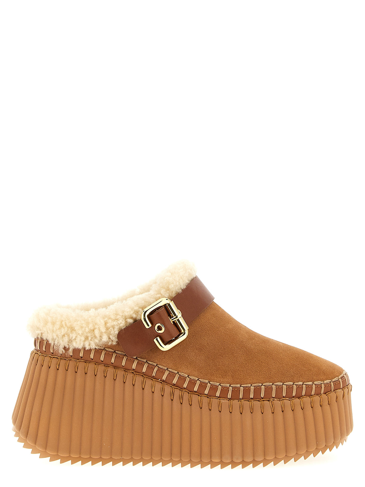 Chloé Braune Keilabsatz-Sandalen aus Rindsleder