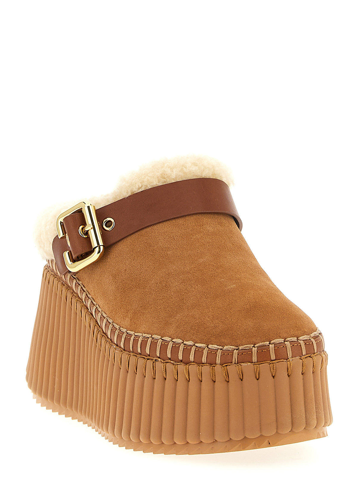Chloé Braune Keilabsatz-Sandalen aus Rindsleder
