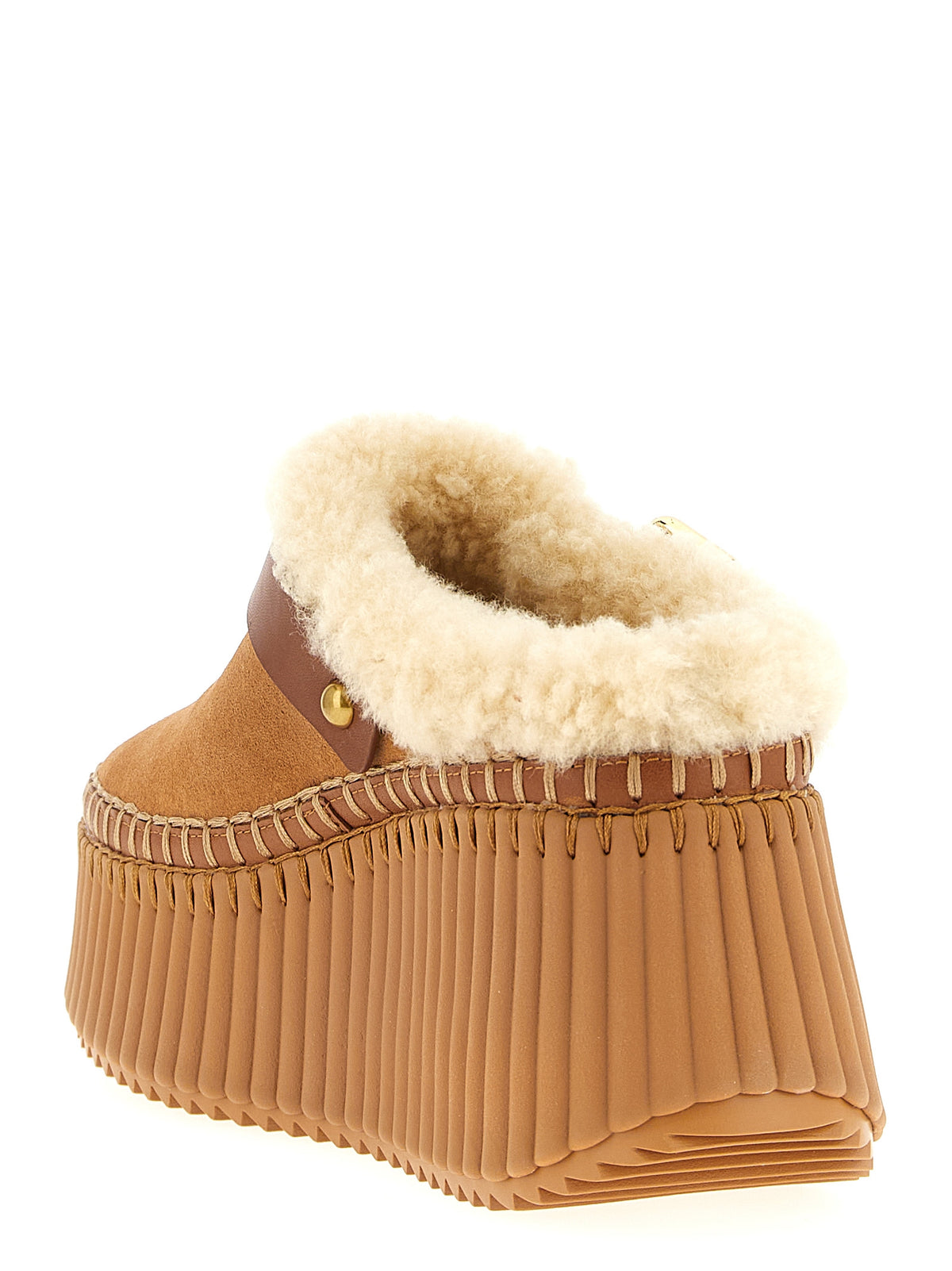Chloé Braune Keilabsatz-Sandalen aus Rindsleder