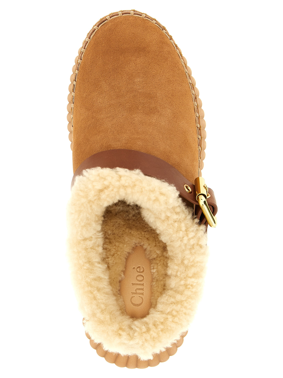 Chloé Braune Keilabsatz-Sandalen aus Rindsleder