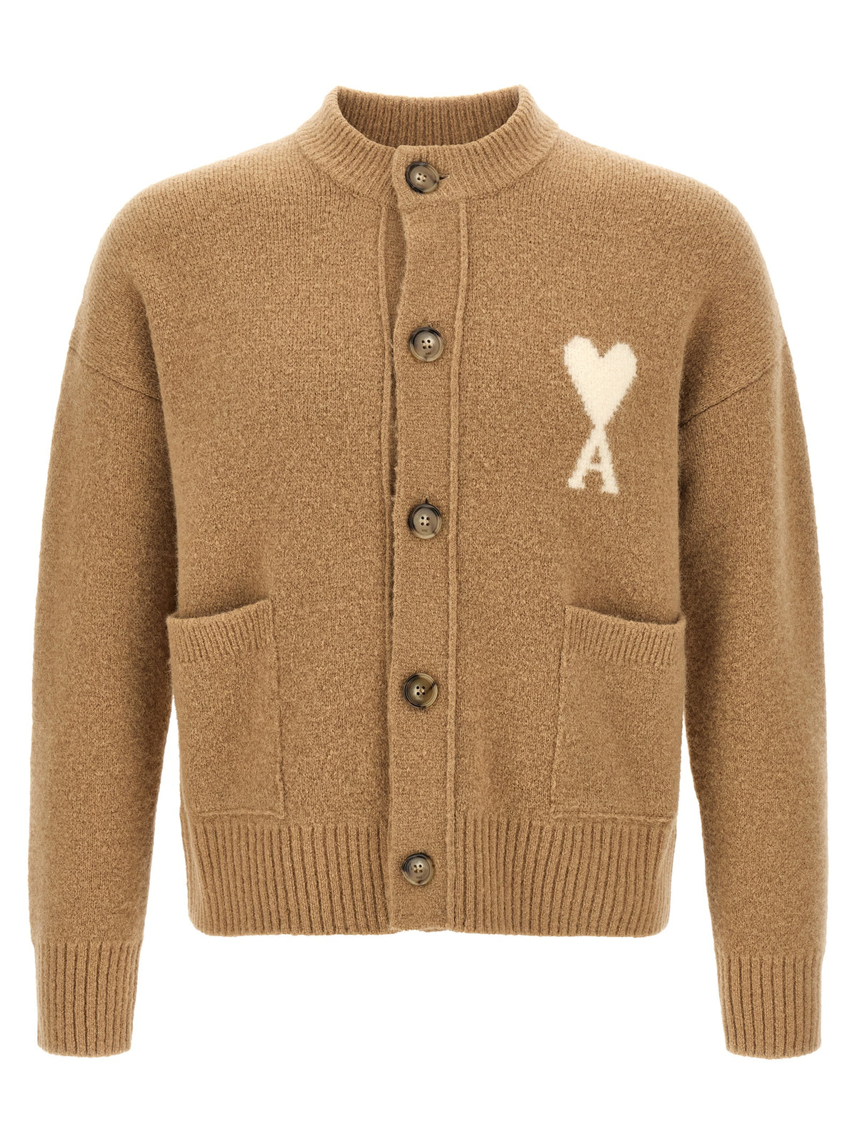 Ami Paris Beige Alpaka-Leder Cardigan