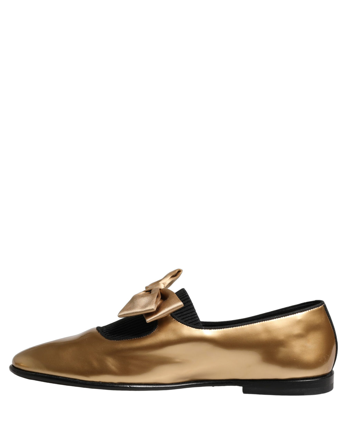 Dolce & Gabbana Metallic Gold Leder Loafers Schuhe