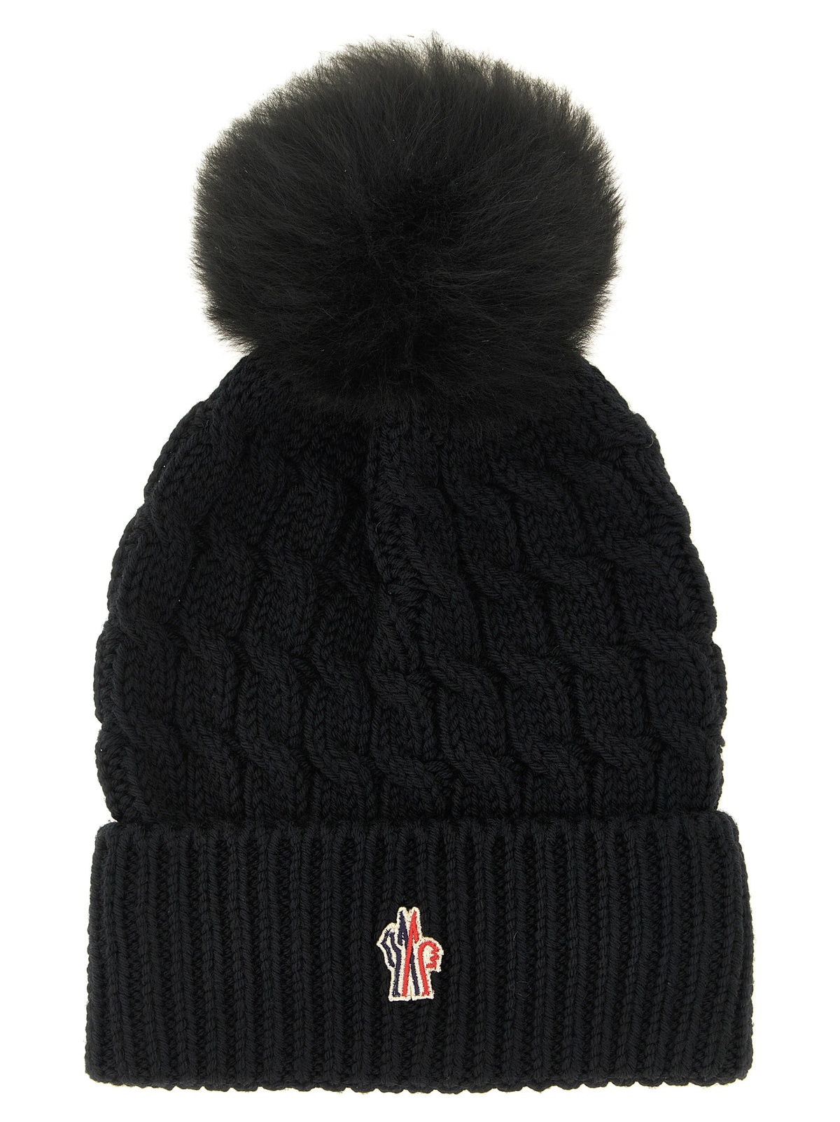 Moncler Grenoble Schwarze Mütze aus reiner Schurwolle