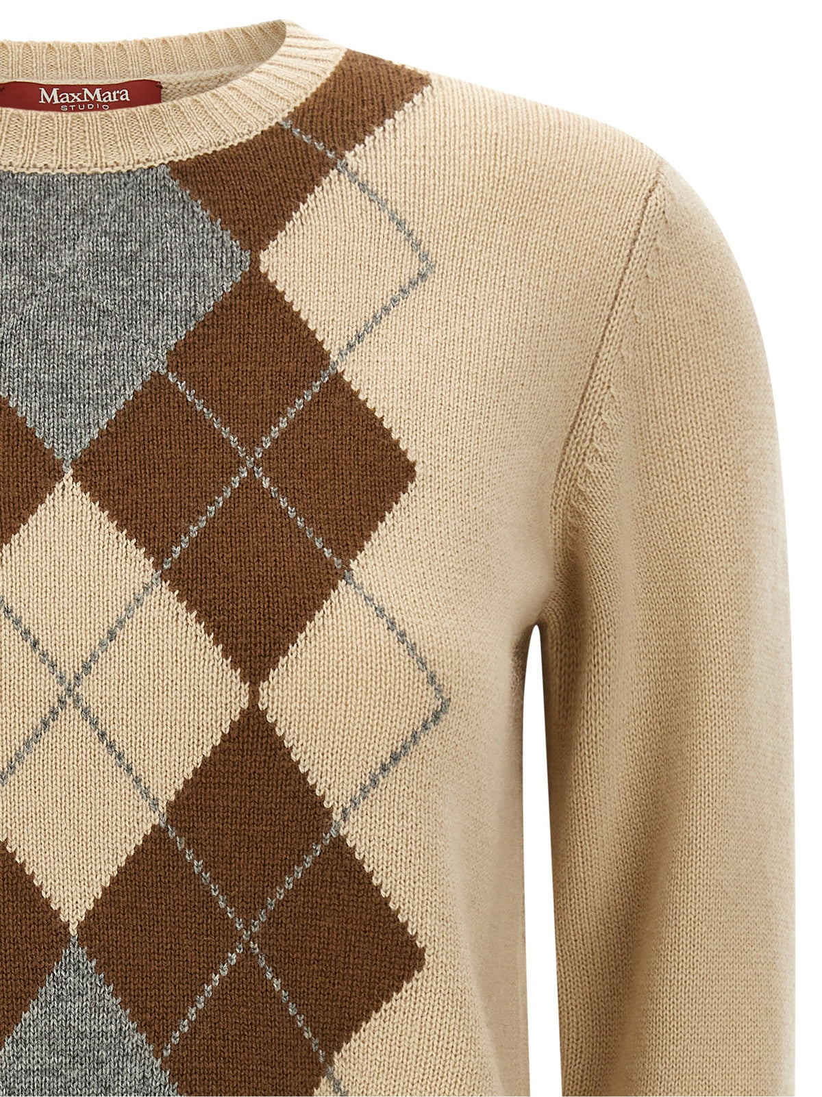 Max Mara Beige Wollstrickjacke