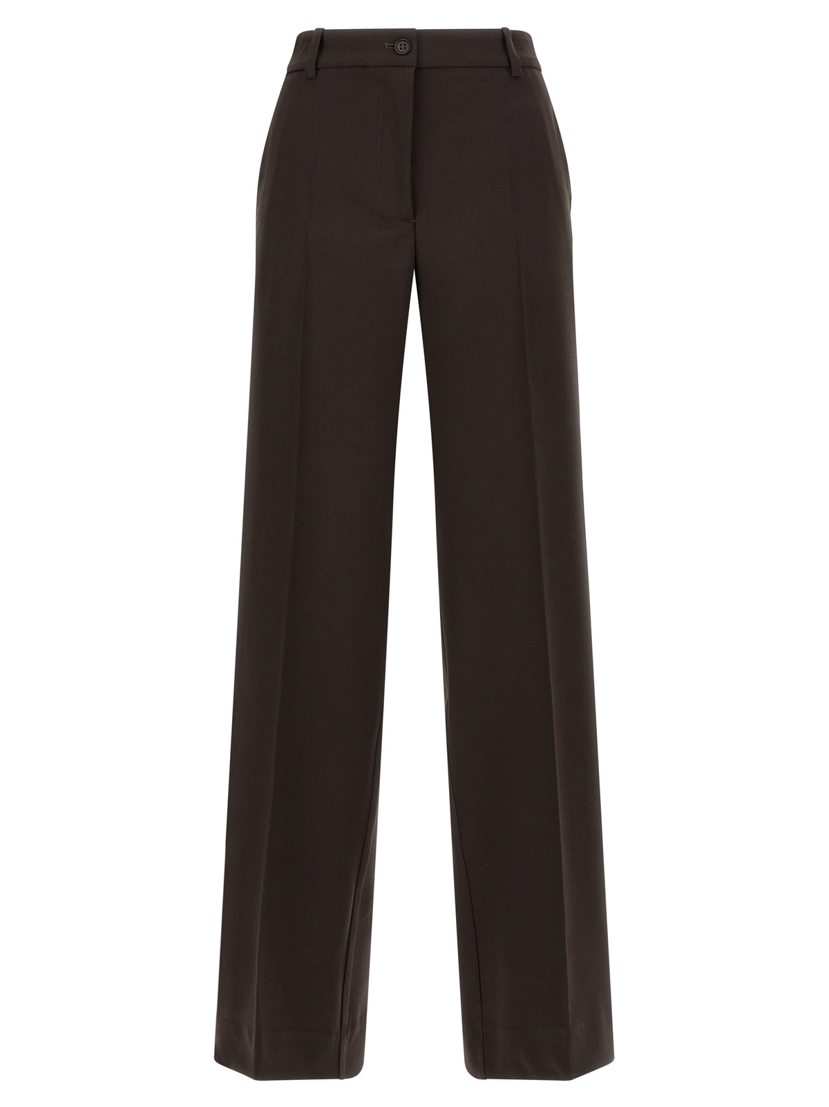 P.A.R.O.S.H. Braune Hose aus reiner Schurwolle mit ausgestelltem Bein