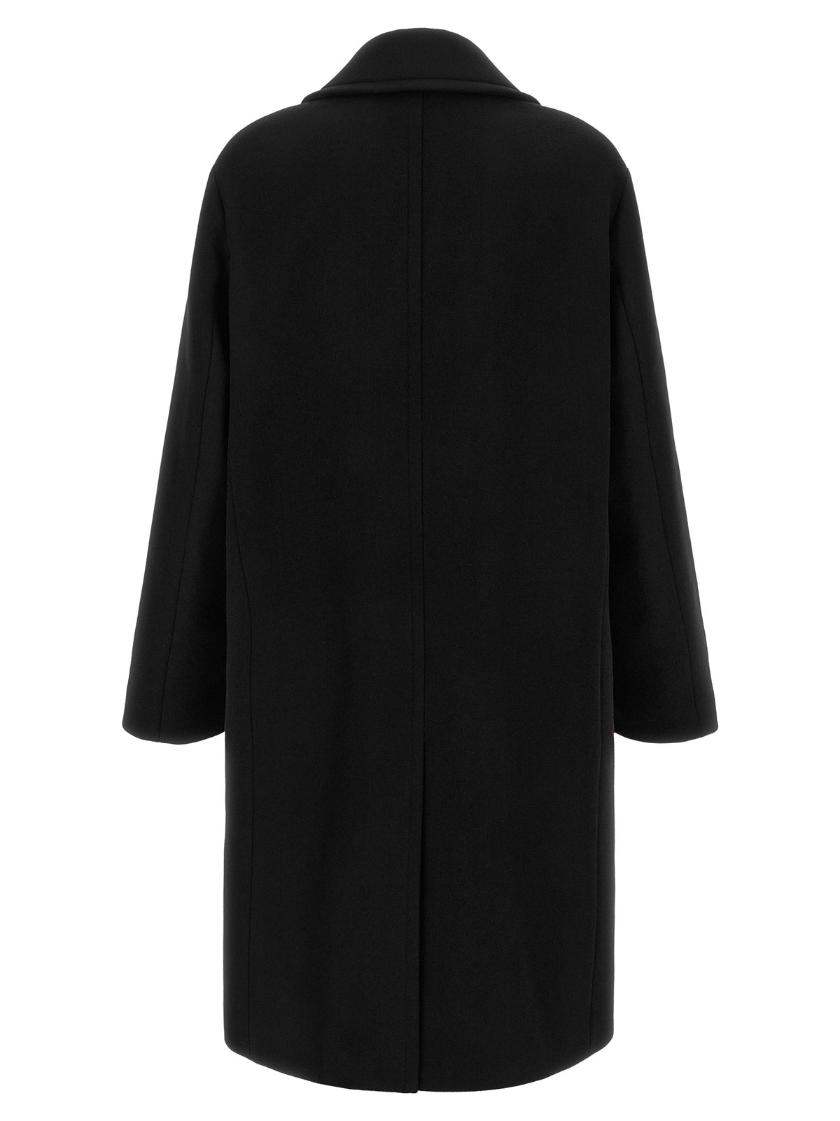 Fendi Schwarzer Wollmantel aus reiner Schurwolle