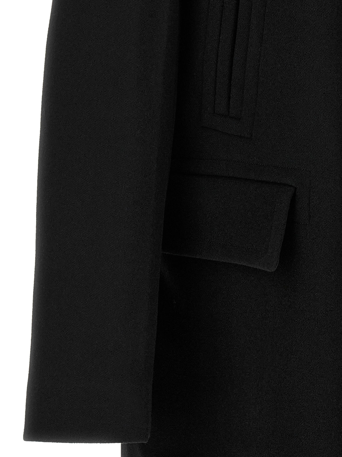 Fendi Schwarzer Wollmantel aus reiner Schurwolle
