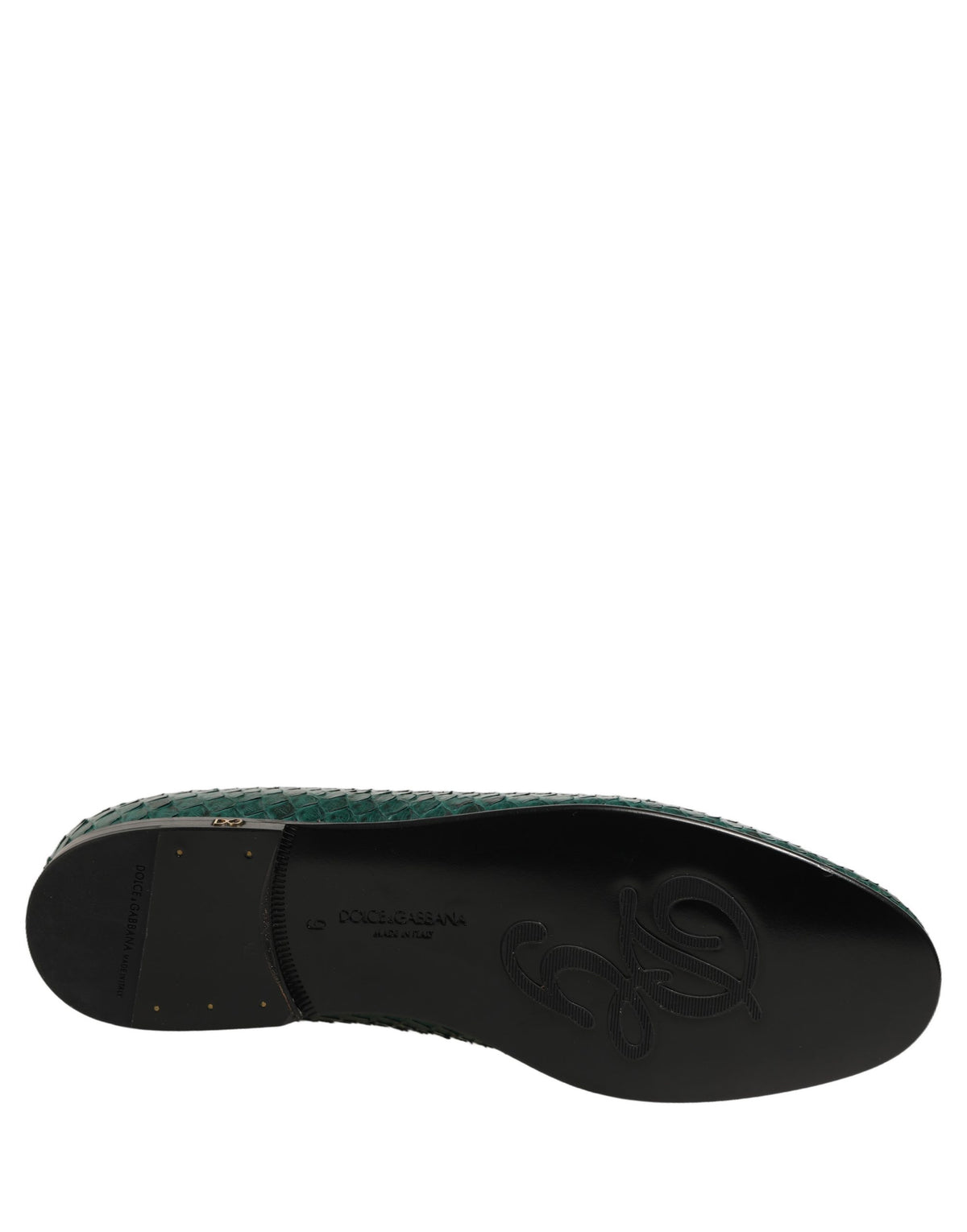 Dolce & Gabbana Dunkelgrüne Loafer aus Leder mit Prägung