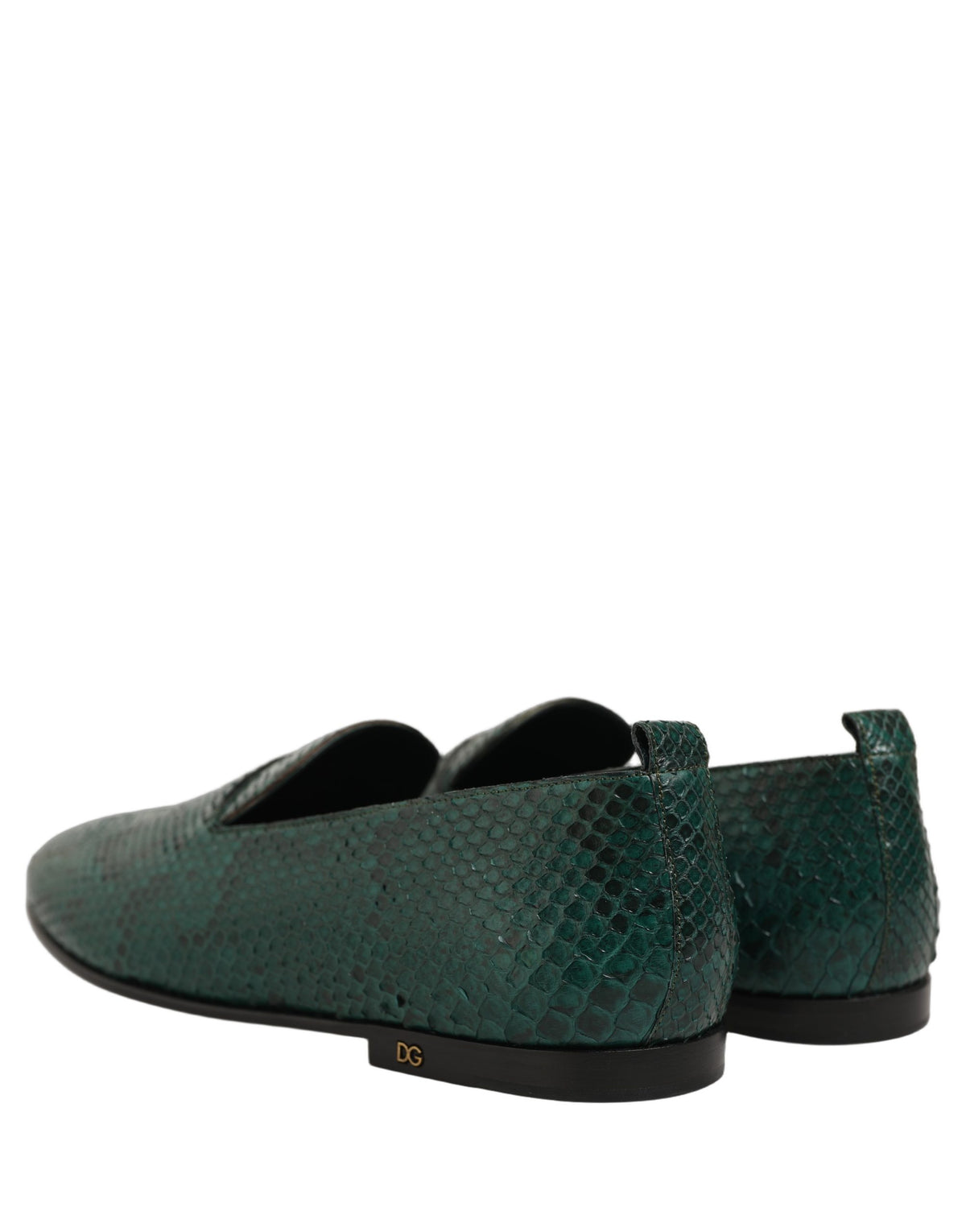 Dolce & Gabbana Dunkelgrüne Loafer aus Leder mit Prägung