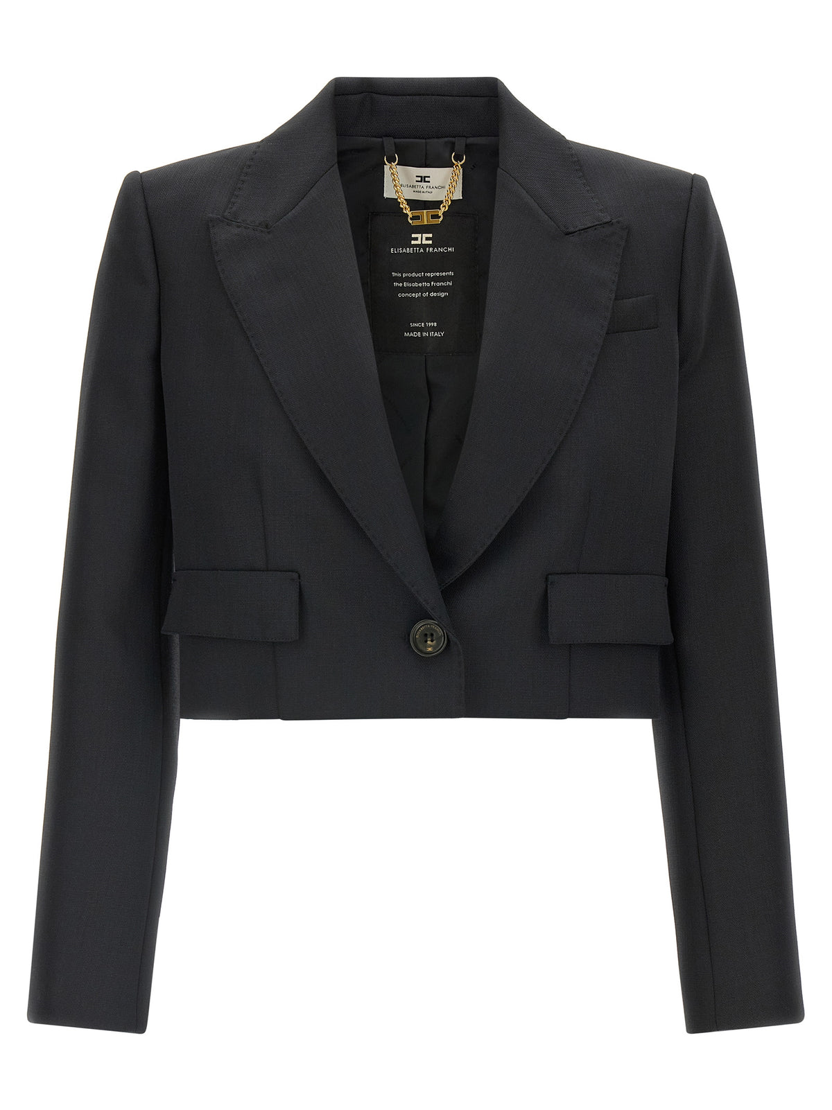 Elisabetta Franchi Schwarzer Blazer aus reiner Schurwolle