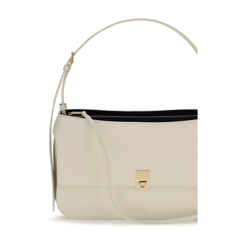 Ferragamo Beige Kalbsleder Bos Taurus Schultertasche