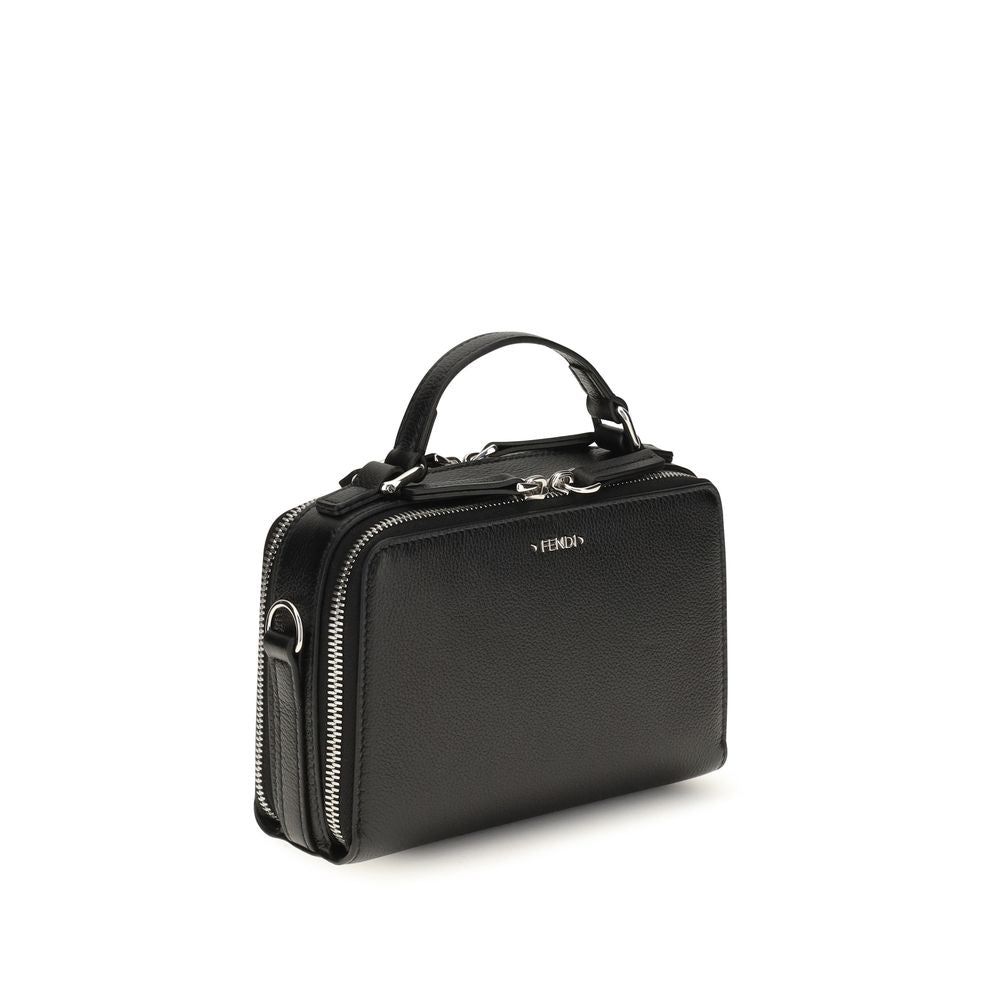 Fendi Schwarze Bos Taurus Kalbsleder Schultertasche
