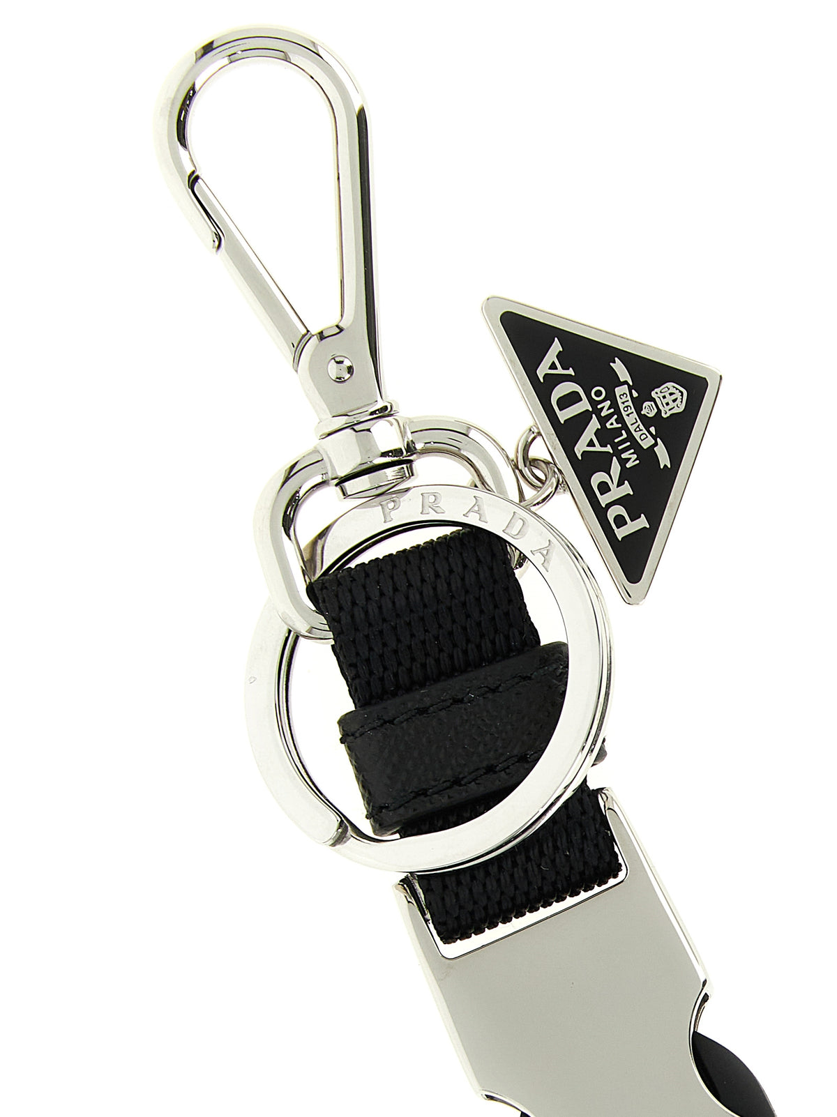 Prada Schwarzer Schlüsselanhänger aus Metall
