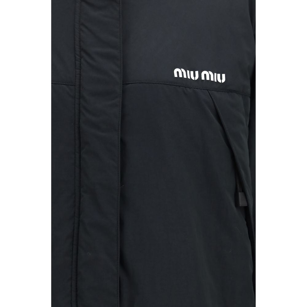 Miu Miu Schwarze Polyester-Jacke in voller Länge