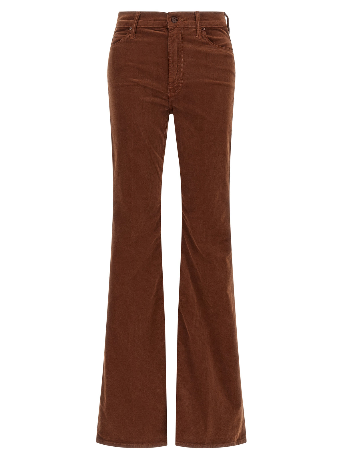Mother Denim Braune Baumwollhose mit ausgestelltem Bein
