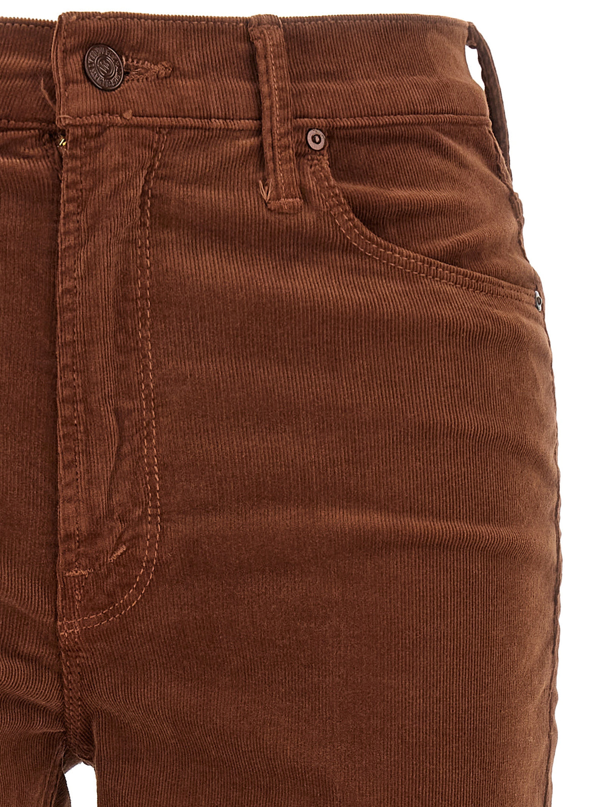 Mother Denim Braune Baumwollhose mit ausgestelltem Bein
