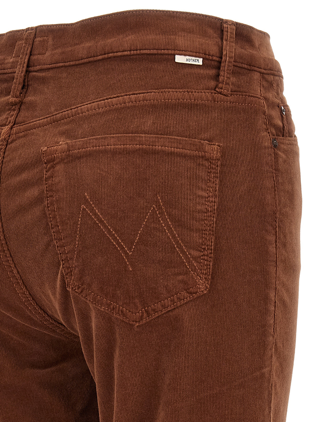 Mother Denim Braune Baumwollhose mit ausgestelltem Bein