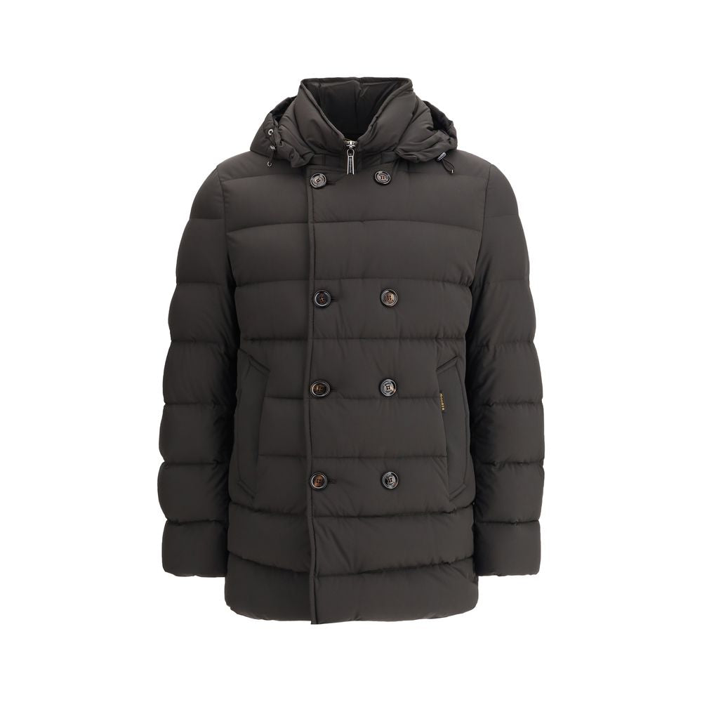 MooRER Schwarze Polyamid-Jacke in voller Länge